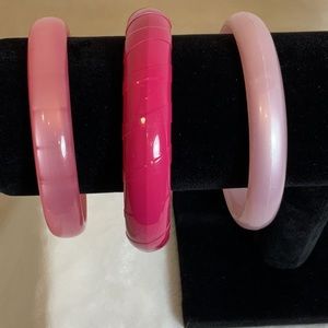 Plastic bangle bracelets. Set of three.